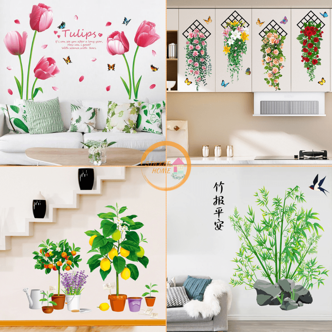 สติ๊กเกอร์ดอกไม้ สติ๊กเกอร์ติดผนัง ขนาดใหญ่ สติกเกอร์ติดกระจก แต่งบ้าน สติกเกอร์ต้นไม้ ขนาดใหญ่ Wall Sticker Home Decor DIY ส่งจากไทย