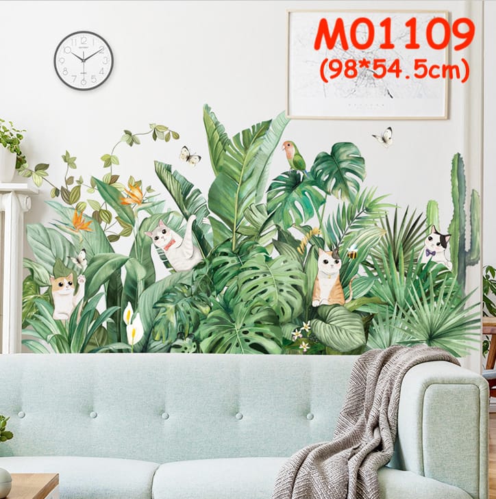 สติ๊กเกอร์ติดผนัง สติ๊กเกอร์ดอกไม้ สติกเกอร์ ลายต้นไม้ ใบไม้ แต่งบ้าน ตกแต่งร้าน วอลเปเปอร์ สติ๊กเกอร์ติดกระจก ส่งจากไทย - Image 19