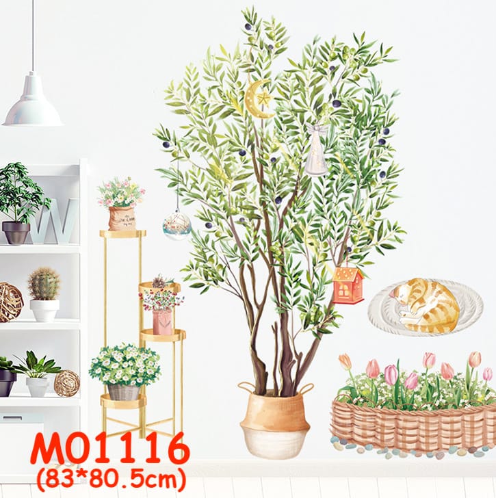 สติ๊กเกอร์ติดผนังใบไม้ ต้นไม้