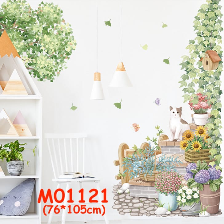 สติ๊กเกอร์ติดผนัง สติ๊กเกอร์ดอกไม้ สติกเกอร์ ลายต้นไม้ ใบไม้ แต่งบ้าน ตกแต่งร้าน วอลเปเปอร์ สติ๊กเกอร์ติดกระจก ส่งจากไทย - Image 7