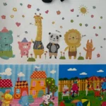 สติ๊กเกอร์ลายการ์ตูน สติ๊กเกอร์ติดผนัง สติกเกอร์ติดกระจก ตกแต่งห้องเด็ก แต่งห้องเรียน สัตว์ Sticker ABC