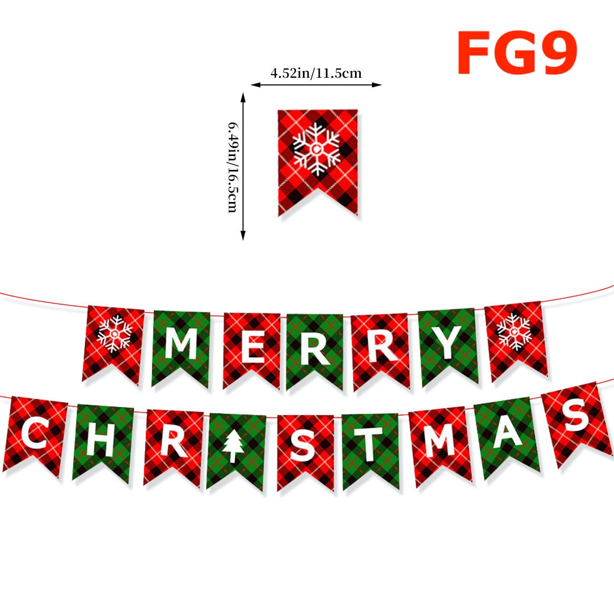 ธงคริสต์มาส ธงแขวน คริสต์มาสตกแต่ง ปีใหม่ ซานต้า ตกแต่งร้านคาเฟ่ merry christmas flag xmas - Image 6