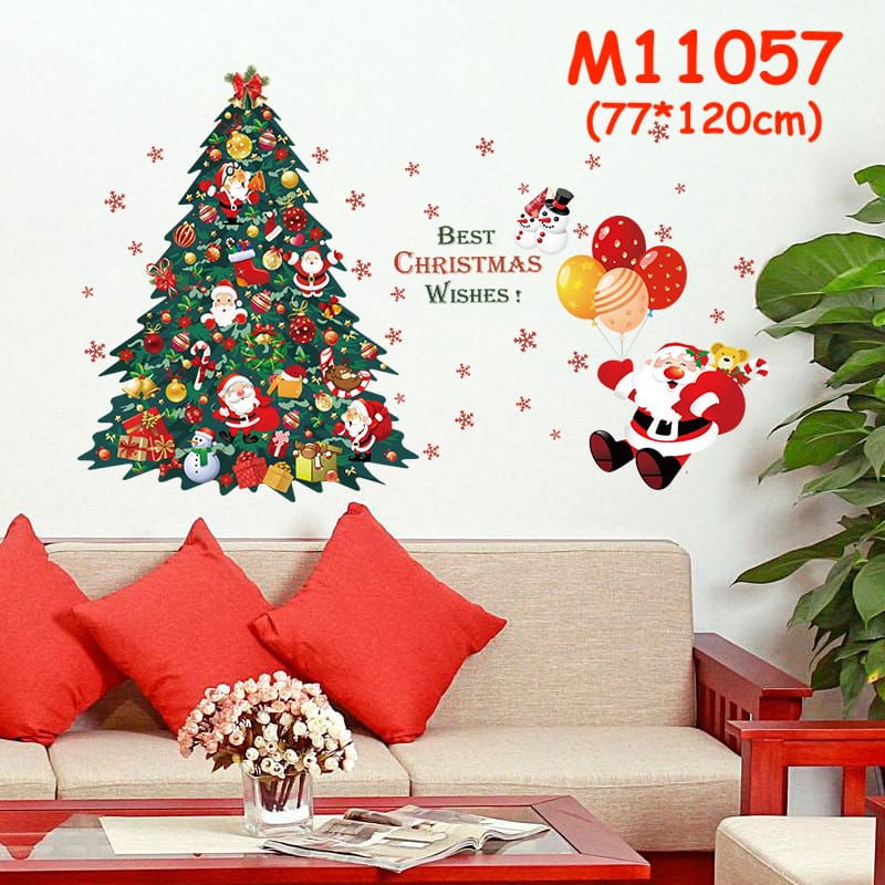 คริสต์มาสสติ๊กเกอร์ สติกเกอร์ติดกระจก ติดผนัง ตกแต่งคริสต์มาส สโนวแมน ซานตา Christmas Glass Wall Stickers - Image 14