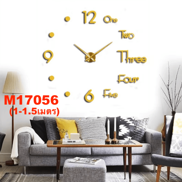 นาฬิกาติดผนังขนาดใหญ่ 3D สติกเกอร์ อะคริลิค ติดตั้งง่าย สีดำ สีเงิน สีทอง Wall Clock DIY ส่งจากไทย - Image 7